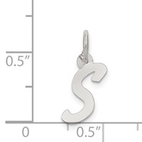 Sterling Silver Rhodium-plated Letter S Initial Charm view 3