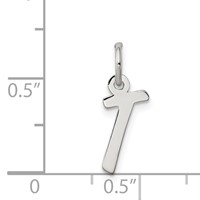 Sterling Silver Rhodium-plated Letter T Initial Charm view 4