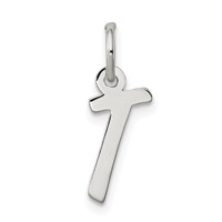 Sterling Silver Rhodium-plated Letter T Initial Charm view 1