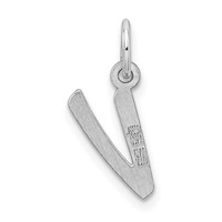 Sterling Silver Rhodium-plated Letter V Initial Charm view 3