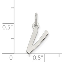Sterling Silver Rhodium-plated Letter V Initial Charm view 4