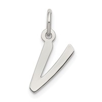 Sterling Silver Rhodium-plated Letter V Initial Charm view 1