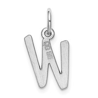 Sterling Silver Rhodium-plated Letter W Initial Charm view 4