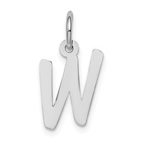 Sterling Silver Rhodium-plated Letter W Initial Charm view 1