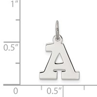 Sterling Silver Rhodium-plated Block Letter a Initial Charm view 4