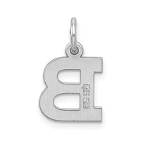 Sterling Silver Rhodium-plated Block Letter B Initial Charm view 3