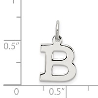 Sterling Silver Rhodium-plated Block Letter B Initial Charm view 4
