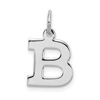 Sterling Silver Rhodium-plated Block Letter B Initial Charm view 1