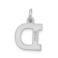 Sterling Silver Rhodium-plated Block Letter D Initial Charm view 3
