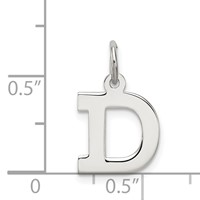 Sterling Silver Rhodium-plated Block Letter D Initial Charm view 4
