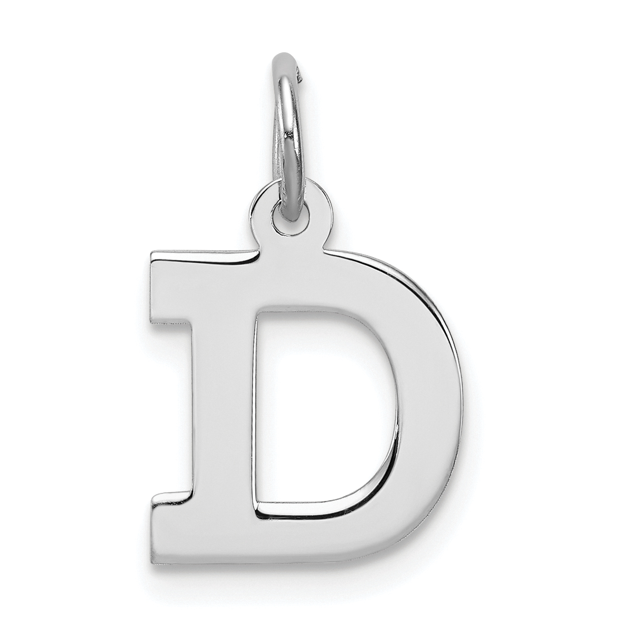 Sterling Silver Rhodium-plated Block Letter D Initial Charm (QC5093D)
