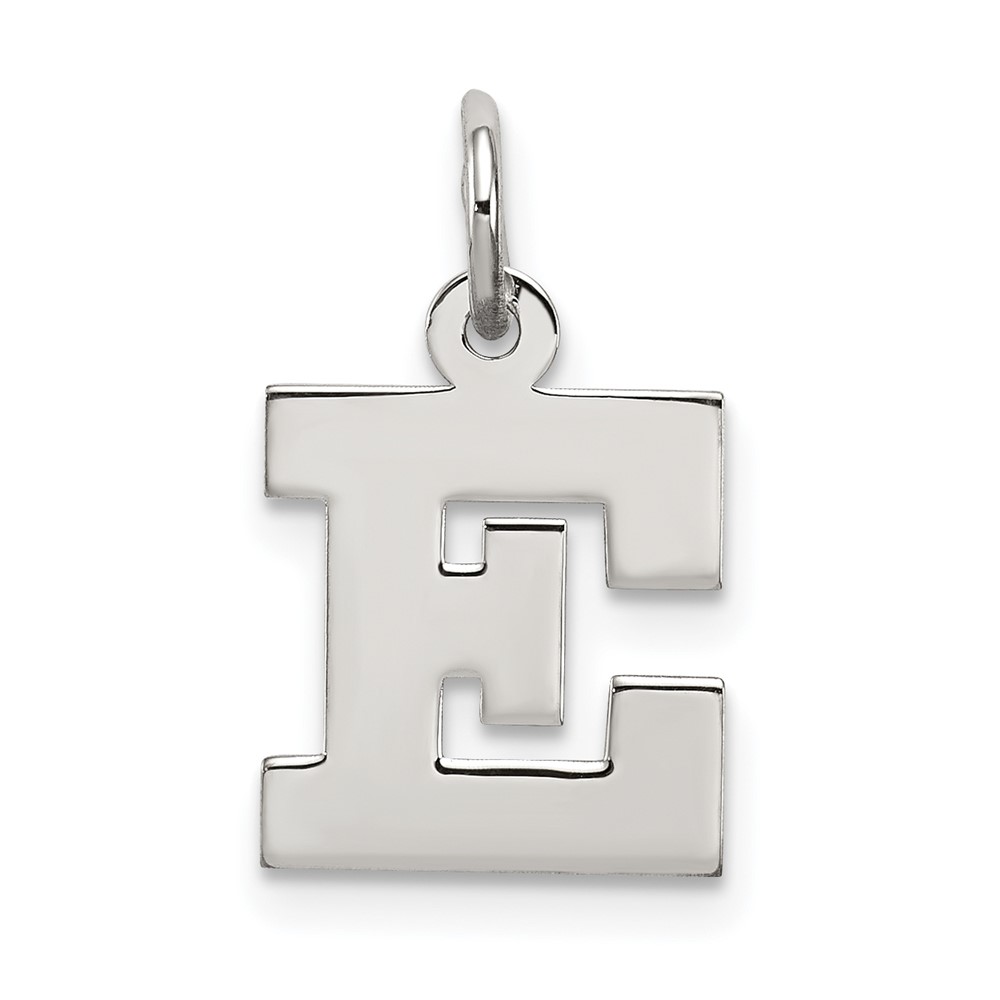 Sterling Silver Rhodium-plated Block Letter E Initial Charm (QC5093E)