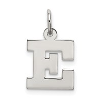 Sterling Silver Rhodium-plated Block Letter E Initial Charm view 1