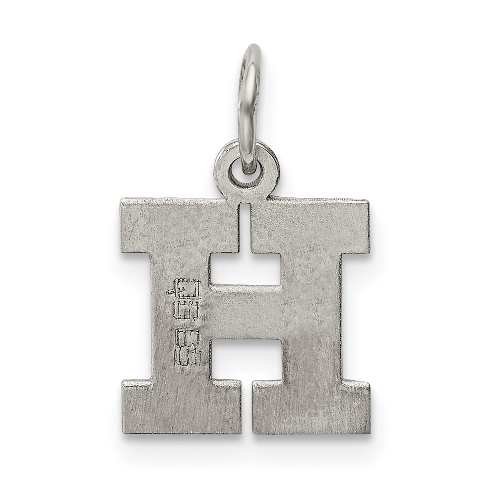 Sterling Silver Rhodium-plated Block Letter H Initial Charm (QC5093H)