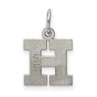 Sterling Silver Rhodium-plated Block Letter H Initial Charm view 4