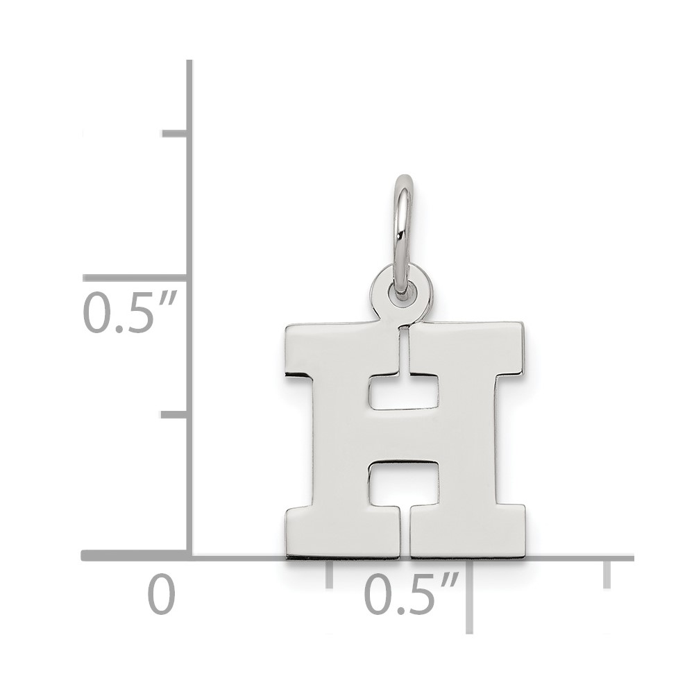 Sterling Silver Rhodium-plated Block Letter H Initial Charm (QC5093H)