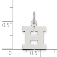 Sterling Silver Rhodium-plated Block Letter H Initial Charm view 3