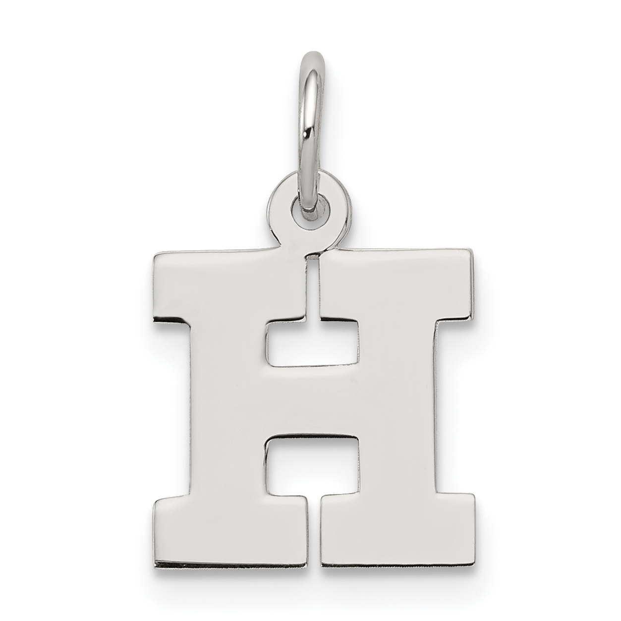 Sterling Silver Rhodium-plated Block Letter H Initial Charm (QC5093H)