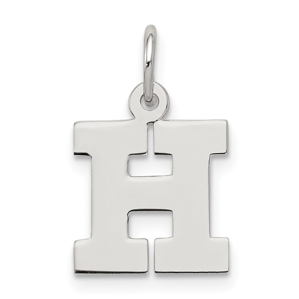 Sterling Silver Rhodium-plated Block Letter H Initial Charm (QC5093H)