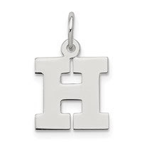 Sterling Silver Rhodium-plated Block Letter H Initial Charm view 1