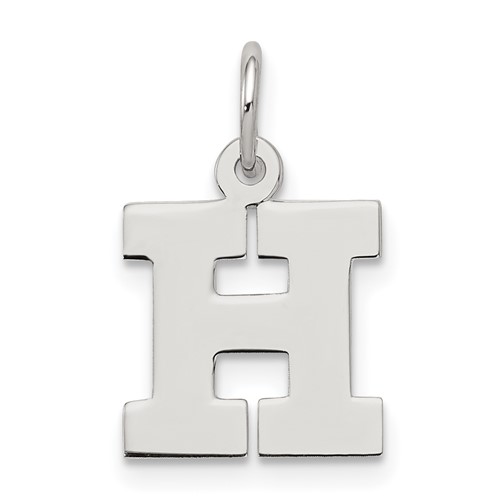 Sterling Silver Rhodium-plated Block Letter H Initial Charm