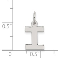 Sterling Silver Rhodium-plated Block Letter I Initial Charm view 4
