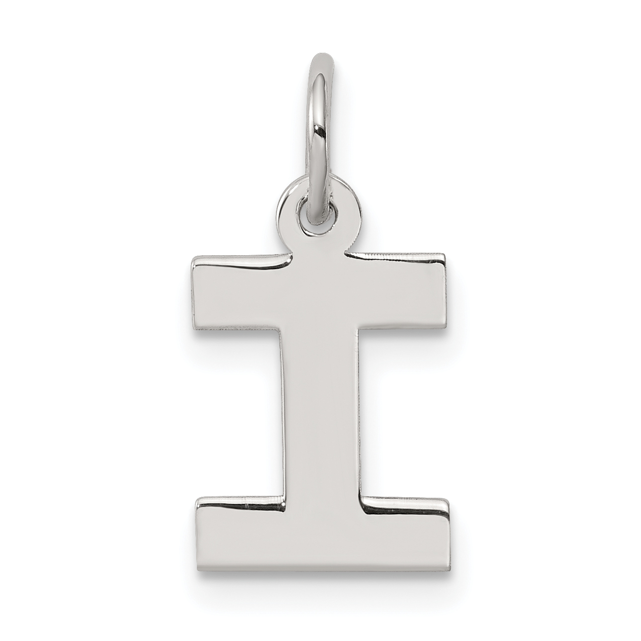 Sterling Silver Rhodium-plated Block Letter I Initial Charm (QC5093I)