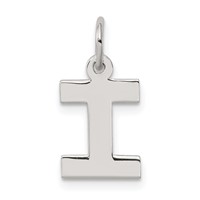 Sterling Silver Rhodium-plated Block Letter I Initial Charm view 1
