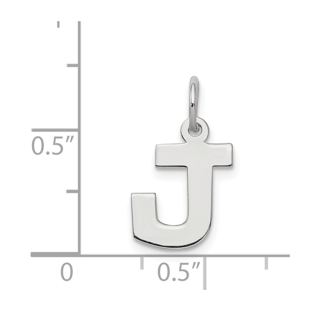Sterling Silver Rhodium-plated Block Letter J Initial Charm (QC5093J)