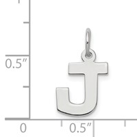 Sterling Silver Rhodium-plated Block Letter J Initial Charm view 3