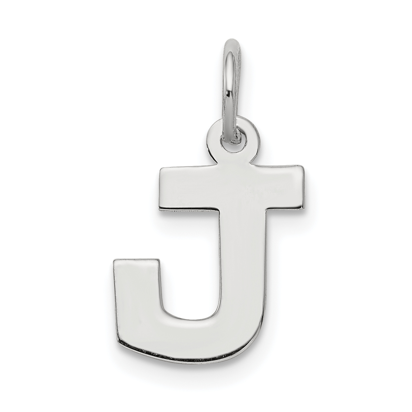 Sterling Silver Rhodium-plated Block Letter J Initial Charm (QC5093J)