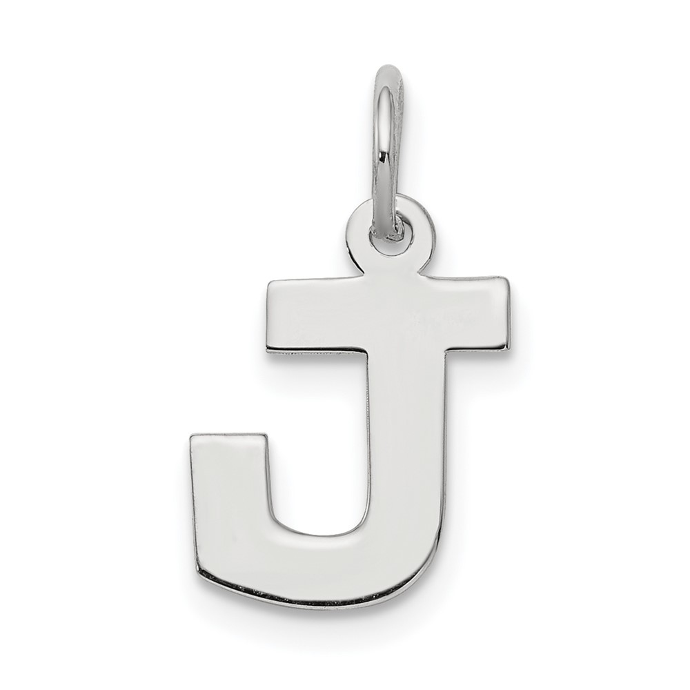 Sterling Silver Rhodium-plated Block Letter J Initial Charm (QC5093J)