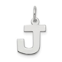 Sterling Silver Rhodium-plated Block Letter J Initial Charm view 1