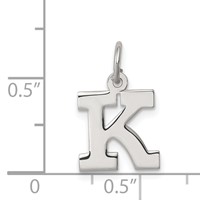 Sterling Silver Rhodium-plated Block Letter K Initial Charm view 4