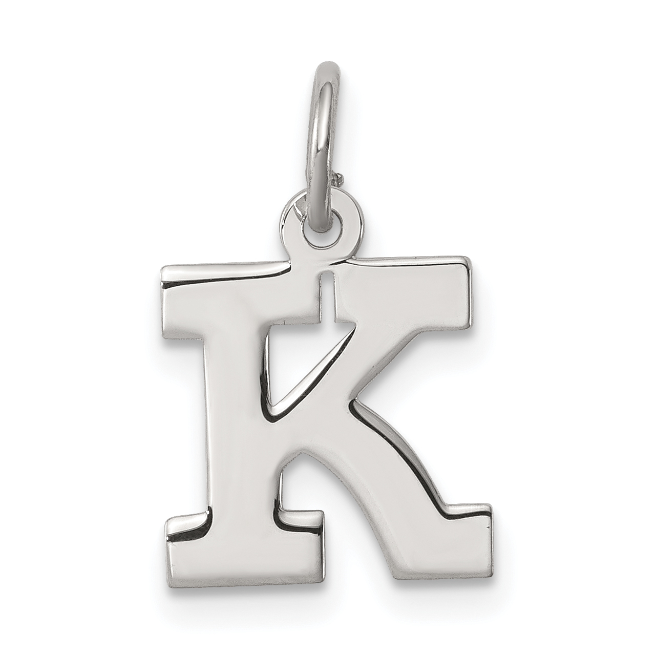 Sterling Silver Rhodium-plated Block Letter K Initial Charm (QC5093K)