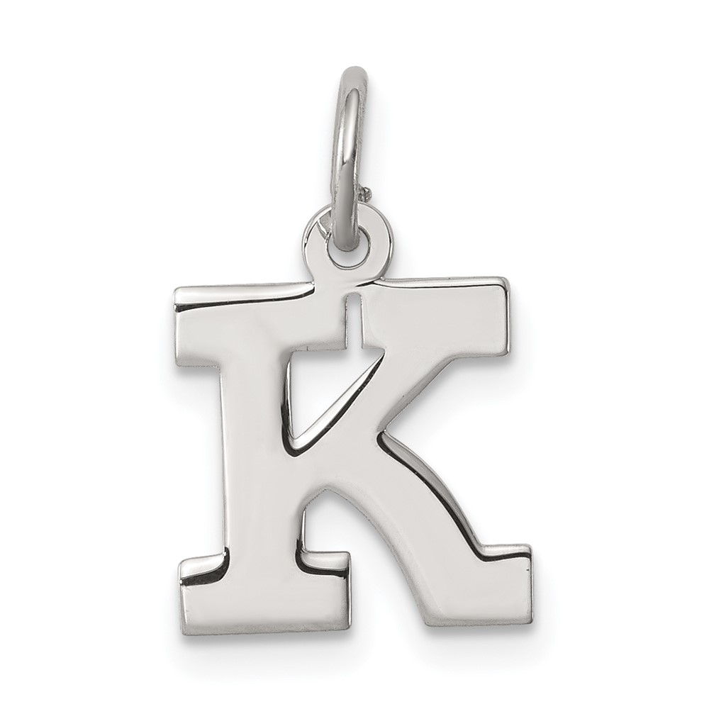 Sterling Silver Rhodium-plated Block Letter K Initial Charm (QC5093K)