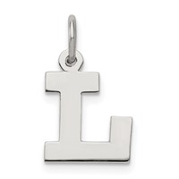 Sterling Silver Rhodium-plated Block Letter L Initial Charm view 1