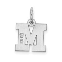 Sterling Silver Rhodium-plated Block Letter M Initial Charm view 3