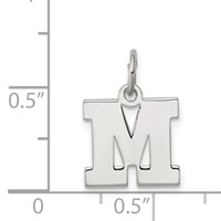 Sterling Silver Rhodium-plated Block Letter M Initial Charm view 4