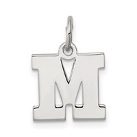 Sterling Silver Rhodium-plated Block Letter M Initial Charm view 1