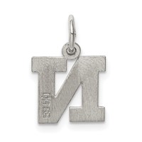 Sterling Silver Rhodium-plated Block Letter N Initial Charm view 4