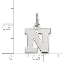 Sterling Silver Rhodium-plated Block Letter N Initial Charm view 3