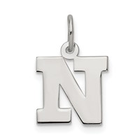 Sterling Silver Rhodium-plated Block Letter N Initial Charm view 1