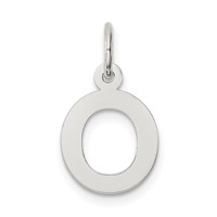 Sterling Silver Rhodium-plated Block Letter O Initial Charm view 1