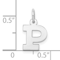 Sterling Silver Rhodium-plated Block Letter P Initial Charm view 3