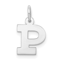 Sterling Silver Rhodium-plated Block Letter P Initial Charm view 1
