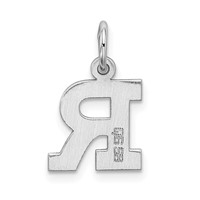 Sterling Silver Rhodium-plated Block Letter R Initial Charm view 3