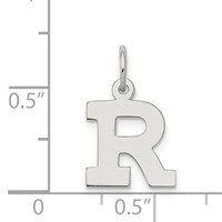 Sterling Silver Rhodium-plated Block Letter R Initial Charm view 4