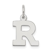 Sterling Silver Rhodium-plated Block Letter R Initial Charm view 1