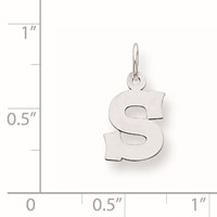 Sterling Silver Rhodium-plated Block Letter S Initial Charm view 3